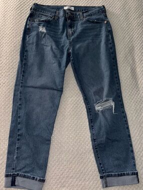 Levi's Dark Wash Ripped Boyfriend Jeans